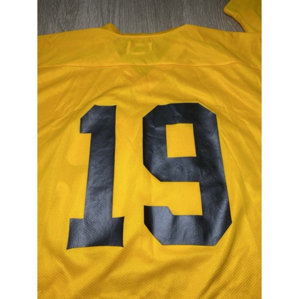 Vintage 90's Kobe Houston Aeros #19 Yellow Hockey Jersey IHL Rare Men Size SMALL - Picture 8 of 8